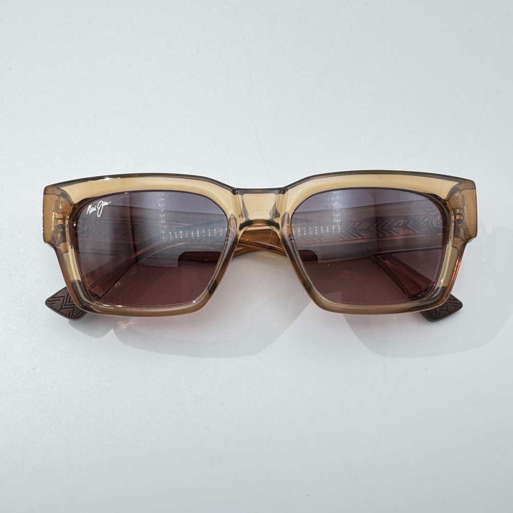 Maui Jim Sunglasses Kenui STG-SG MJ642-01 Transparent Tan Frame Polarized 53mm